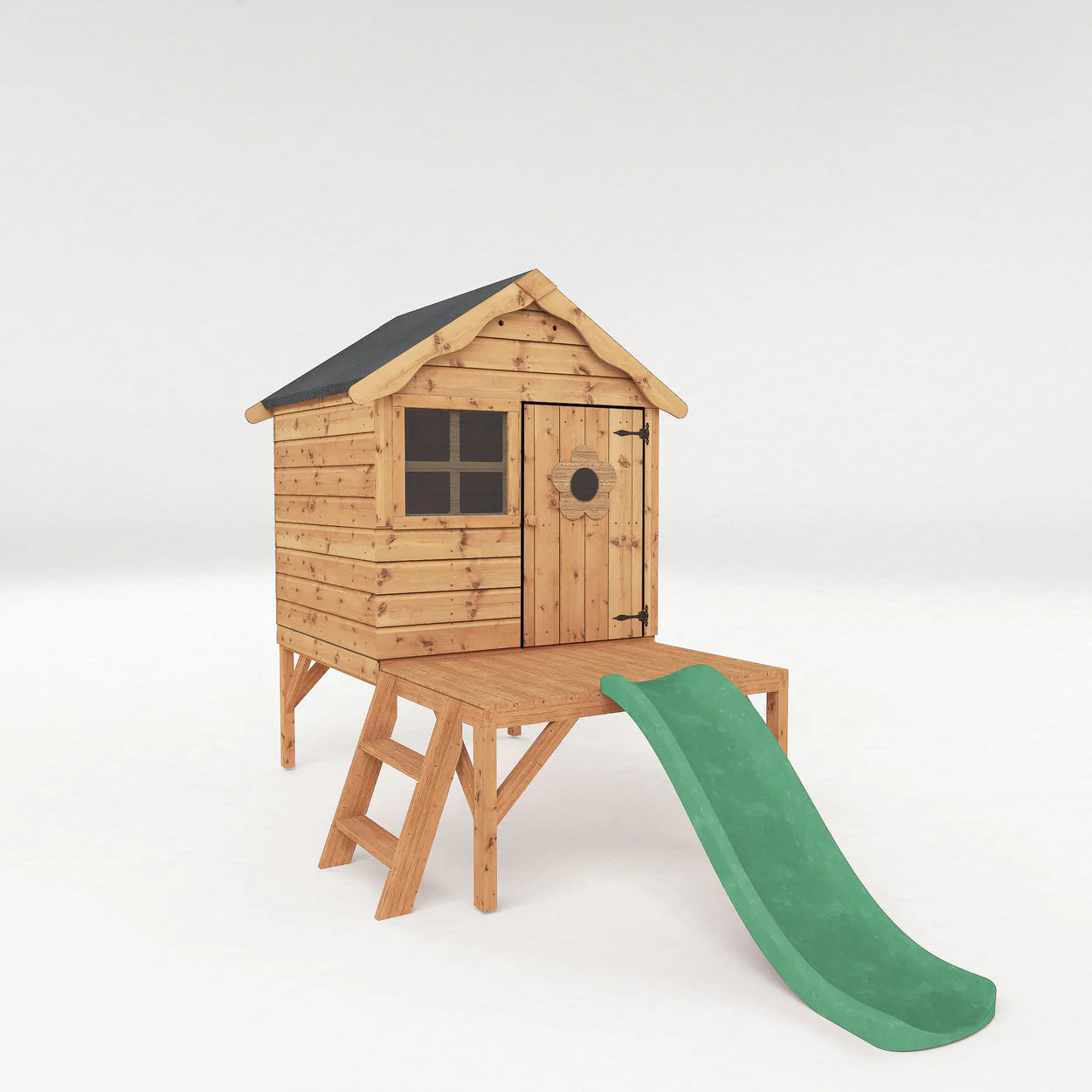 Wooden Small Tower Playhouse with Slide T&G Shiplap