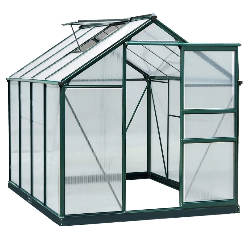 Polycarbonate Greenhouse, Large Walk-In Green House with Slide Door and Window