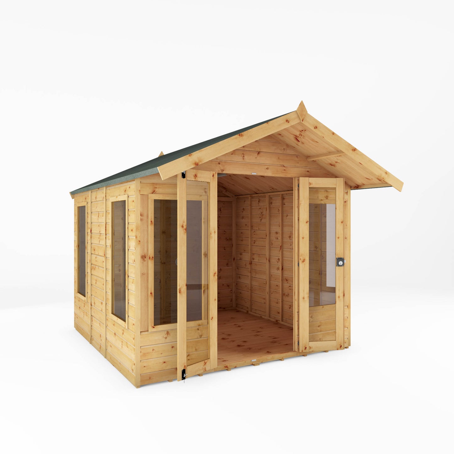 Wooden Summerhouse Shiplap Apex Roof Heavy Duty French Doors