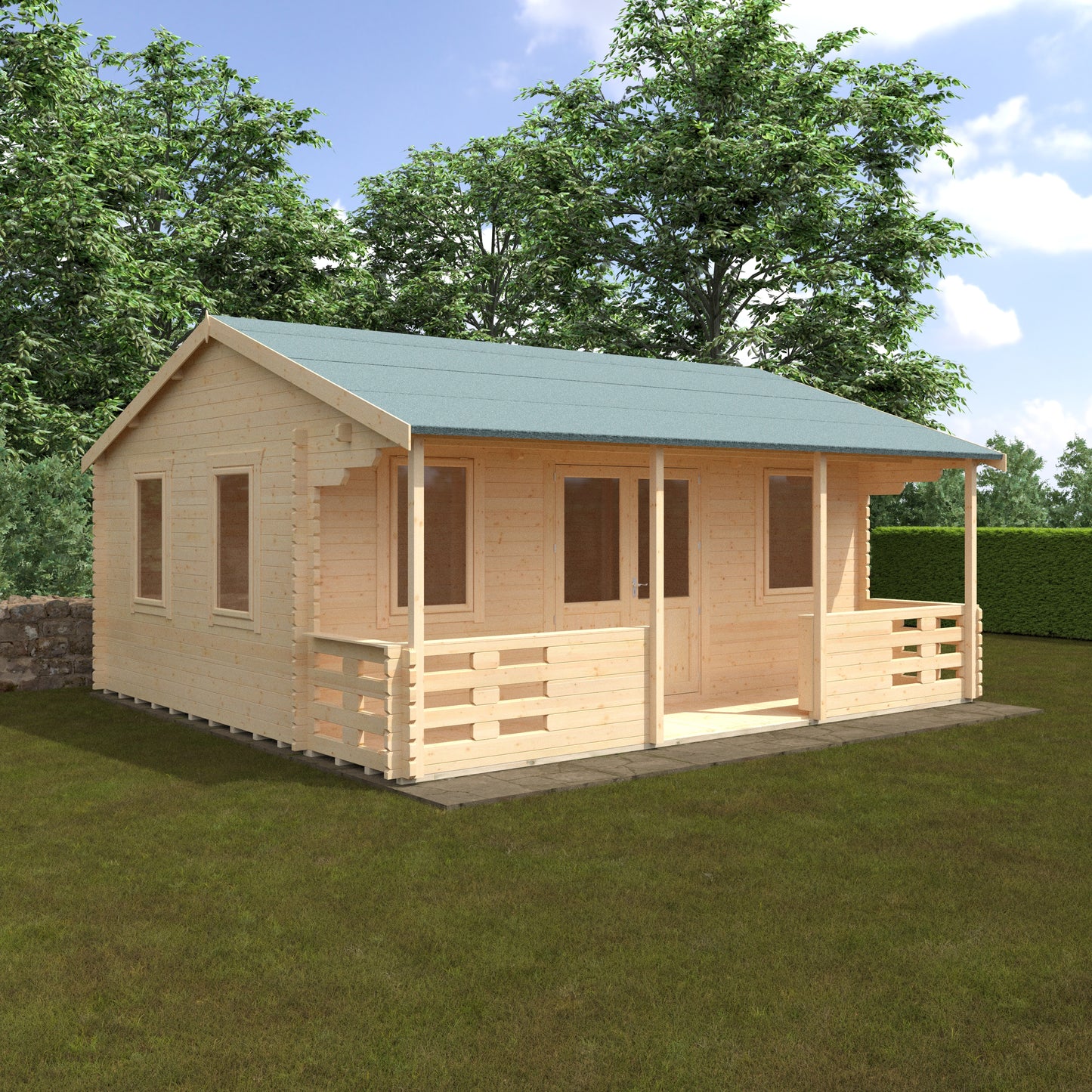 Adlington 44mm Log Cabin - Premium Wooden Garden Retreat with Veranda