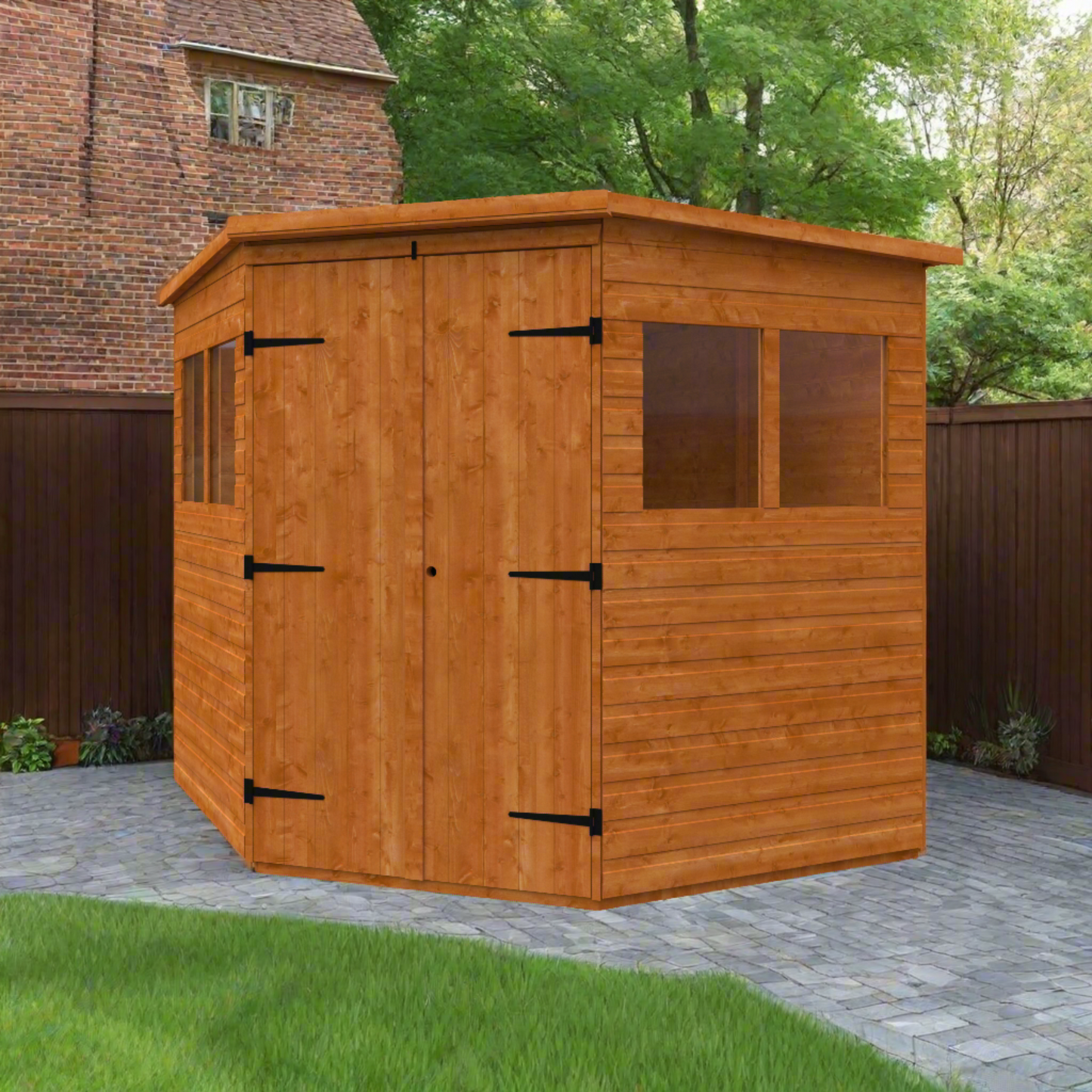 Space-Saving Corner Shed - Wooden Garden Shed