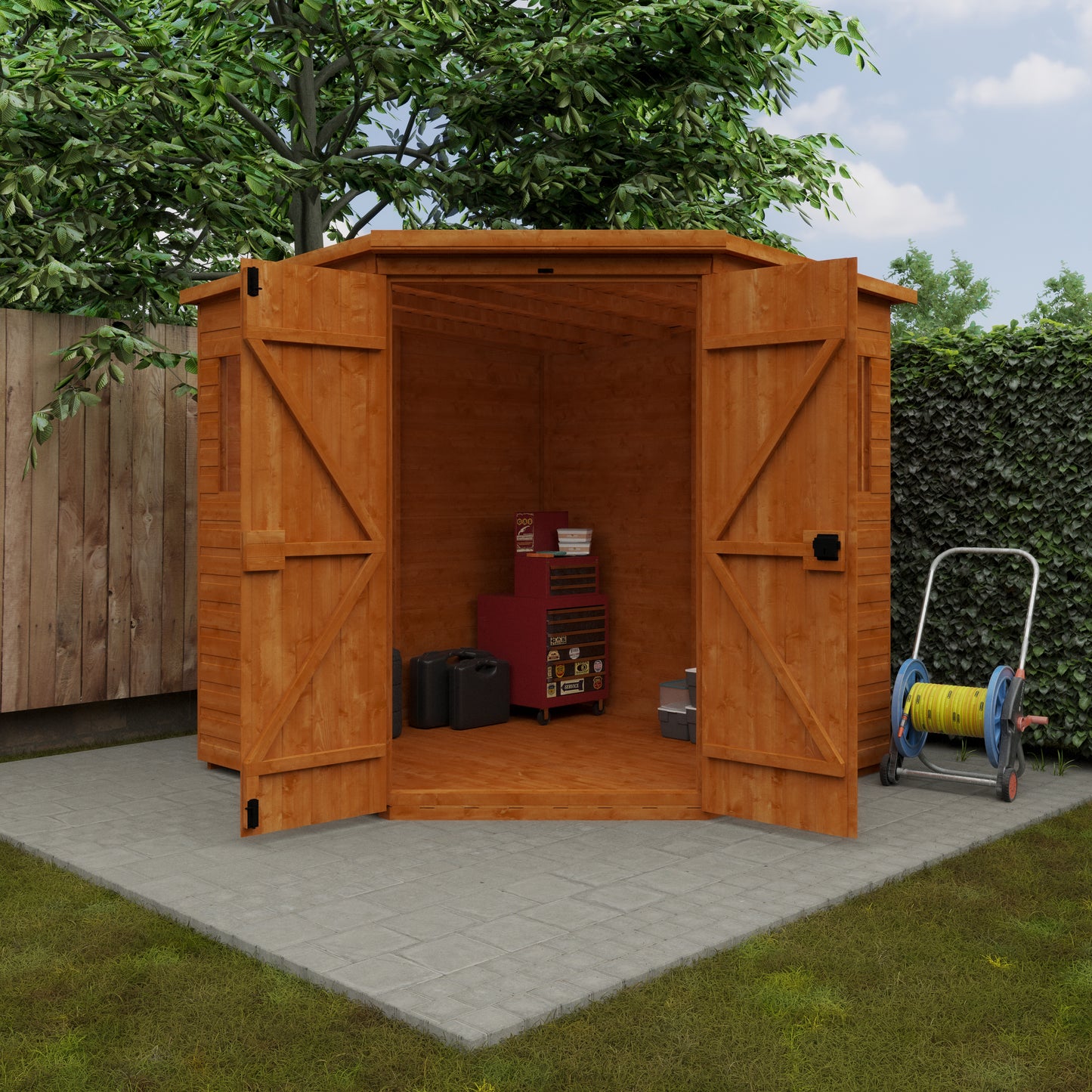 Space-Saving Corner Shed - Wooden Garden Shed