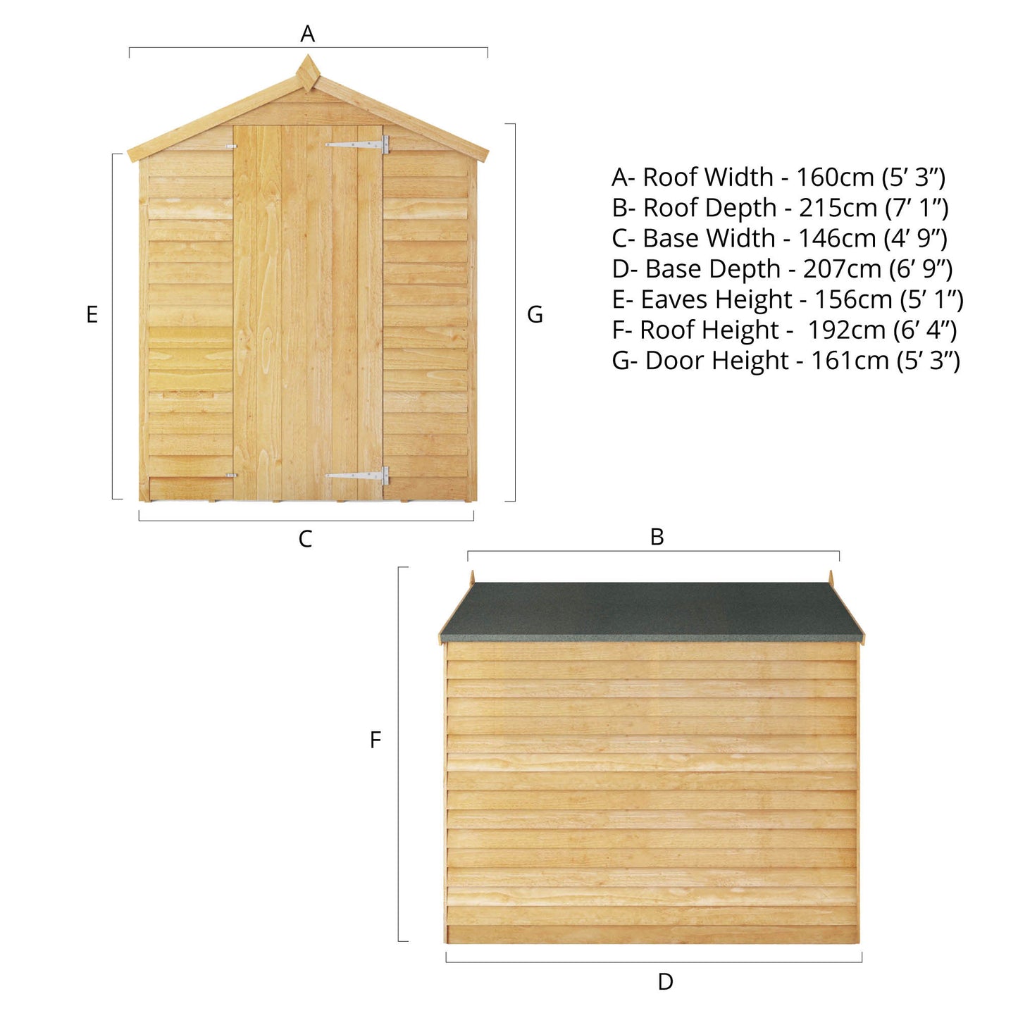 Small Windowless Wooden Garden Sheds Overlap Apex Roof - Many Sizes