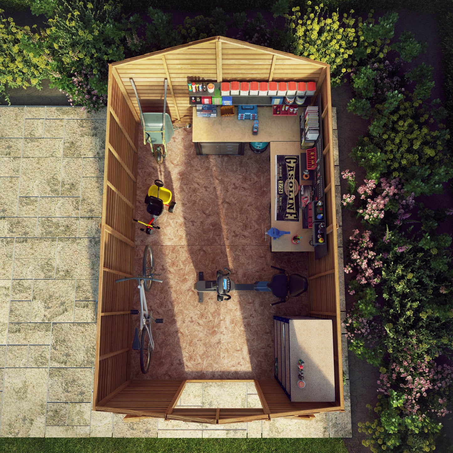 Large Wooden Garden Shed Overlap Apex Roof Double Doors Windowless