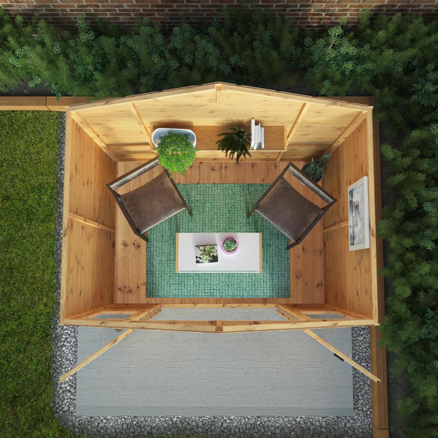 Wooden Traditional Summerhouse Tounge & Groove Double Doors Apex Roof