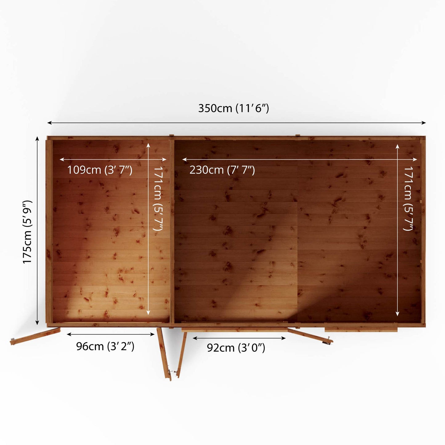 Wooden Pent Roof Summerhouse with Side Shed Large Windows