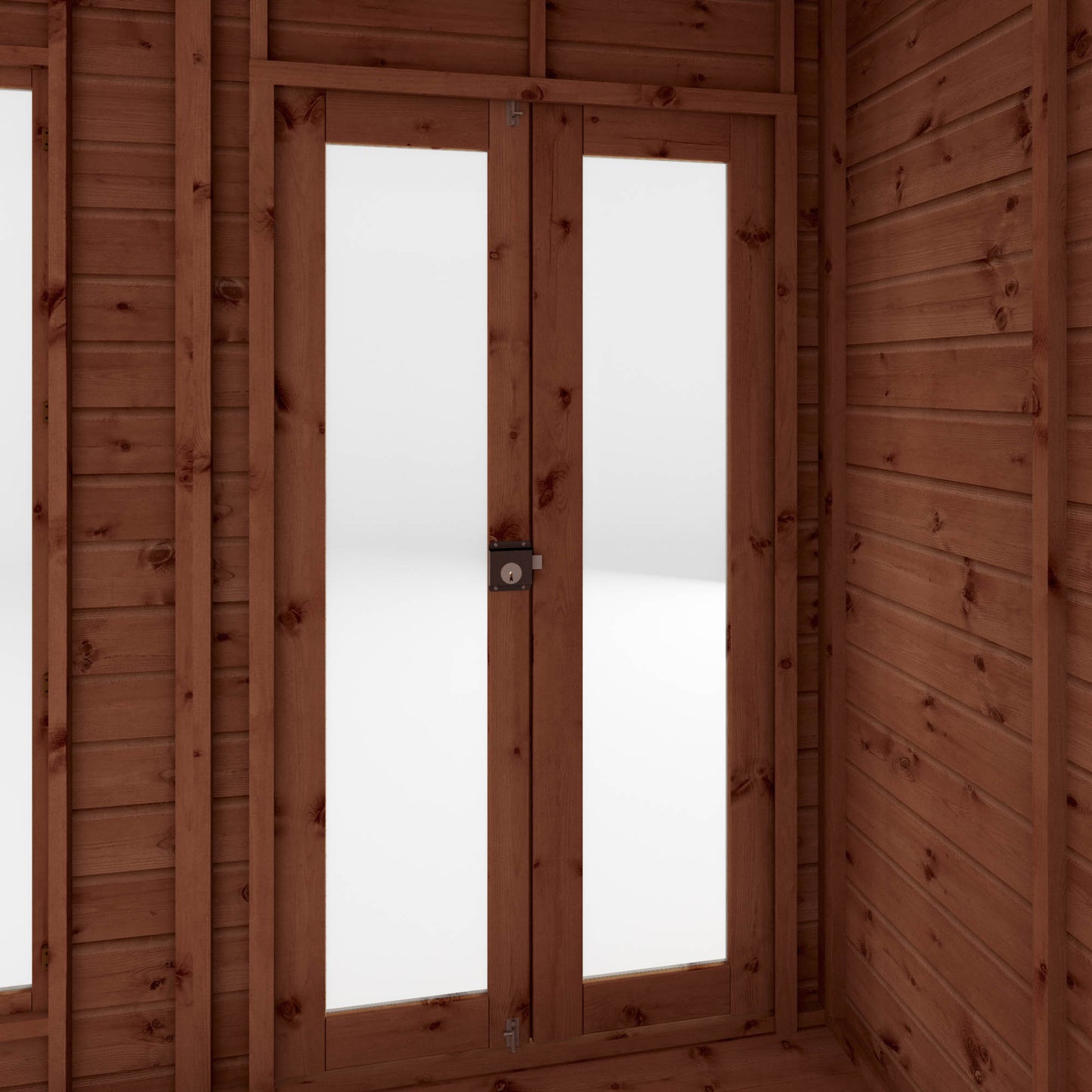 Wooden Pent Roof Summerhouse with Side Shed Large Windows