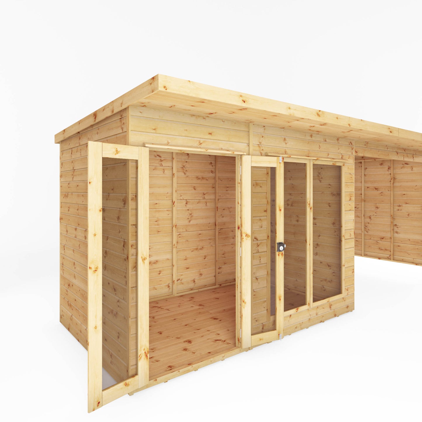 Premium Wooden Summerhouse with Patio Area Pent Roof Shiplap