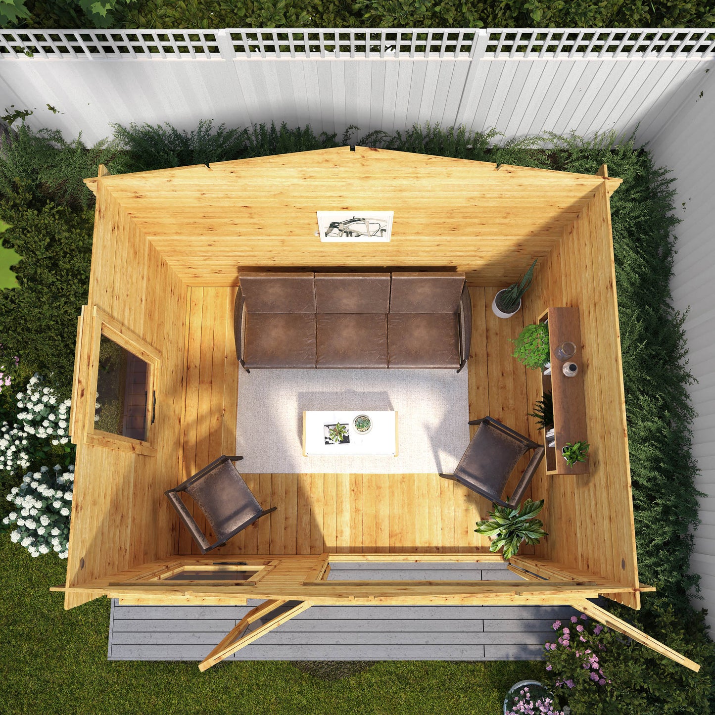 Wooden Log Cabin Apex Roof T&G - 19mm thickness