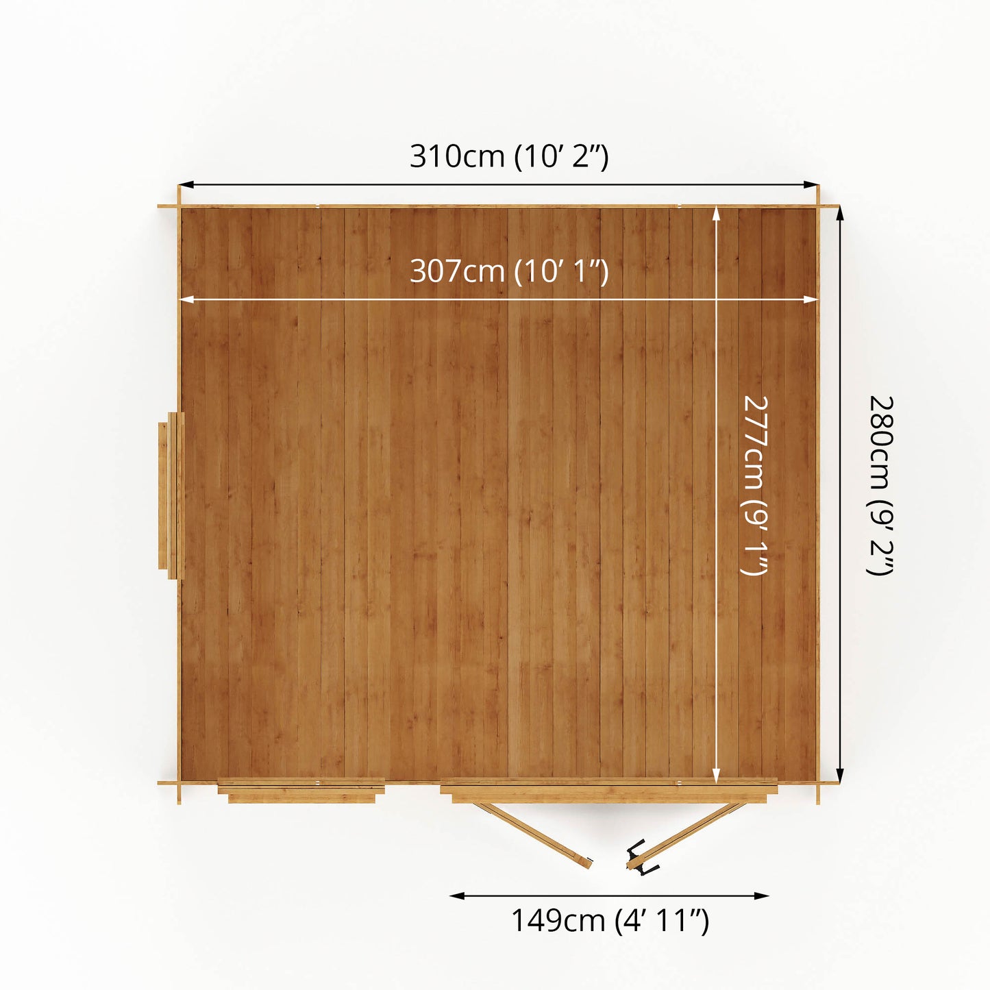 Wooden Log Cabin Apex Roof T&G - 19mm thickness