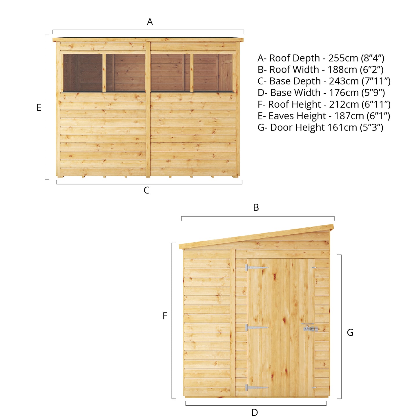 Premium Wooden Garden Shed Shiplap Pent Roof - The Woodsman