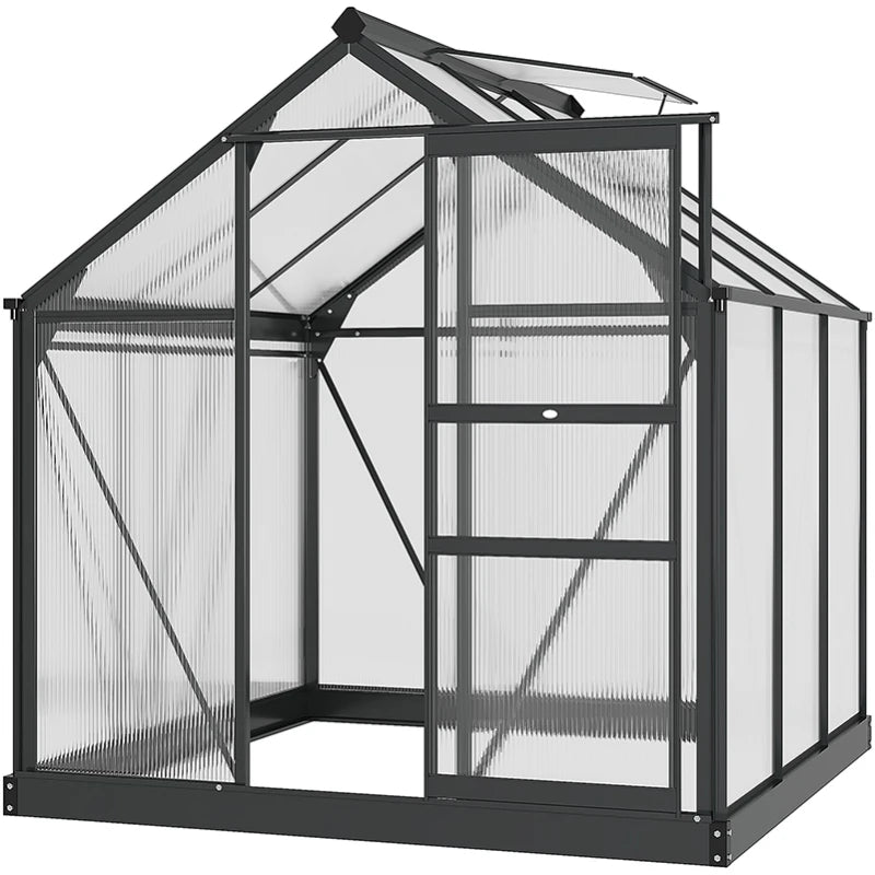 Polycarbonate Greenhouse, Large Walk-In Green House with Slide Door and Window