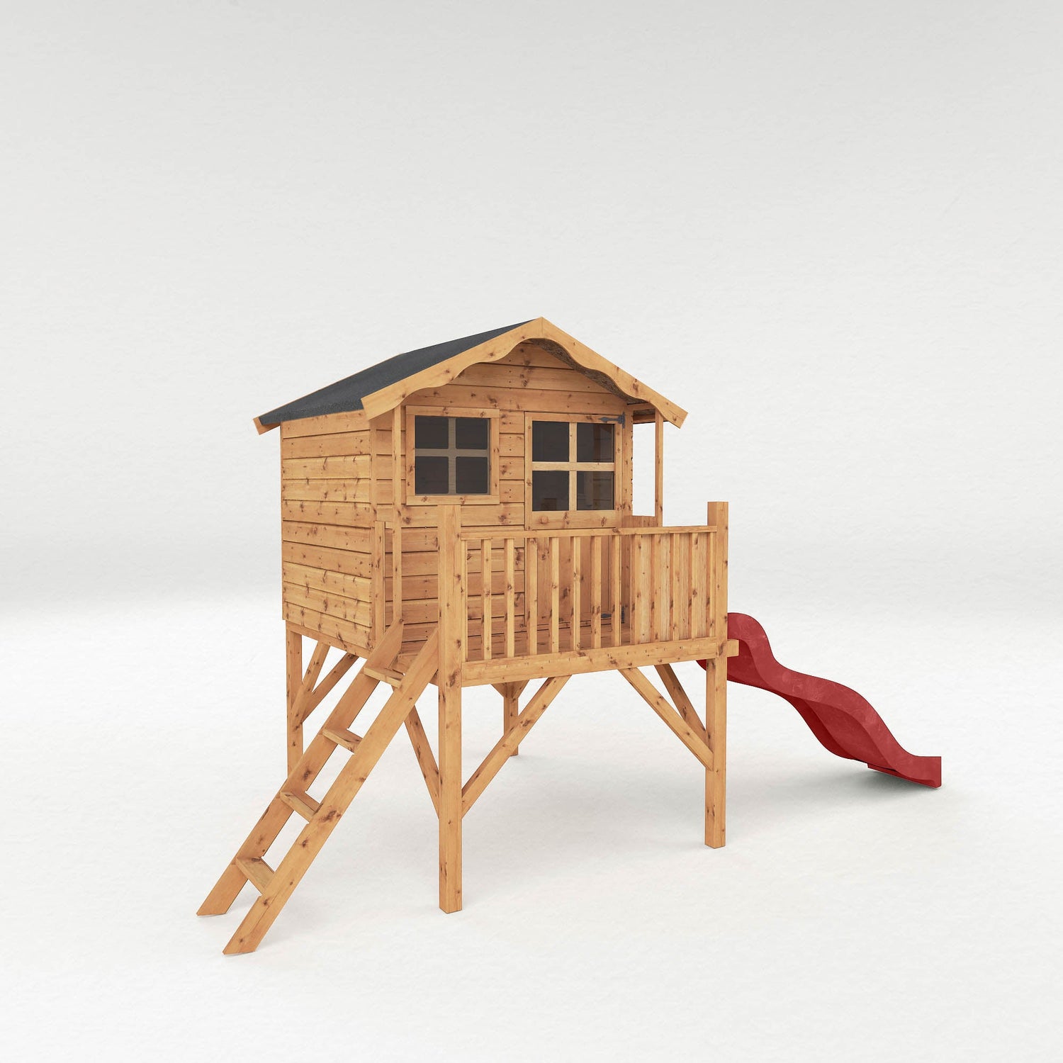 Playhouse with tower and slide