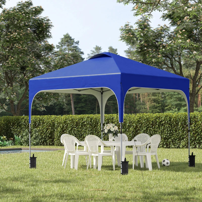 Outsunny 3 x 3(M) Pop Up Gazebo, UPF 50+ Foldable Canopy Tent with Wheeled Carrybag, 4 Leg Weight Bags, Height Adjustable Marquee Shelter 1 person easy setup for Outdoor Garden Patio Party, Blue
