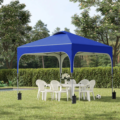 Outsunny 3 x 3(M) Pop Up Gazebo, UPF 50+ Foldable Canopy Tent with Wheeled Carrybag, 4 Leg Weight Bags, Height Adjustable Marquee Shelter 1 person easy setup for Outdoor Garden Patio Party, Blue
