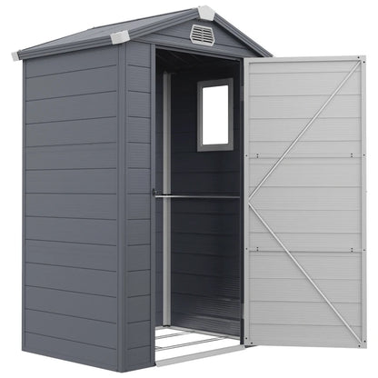 Outsunny 4 x 3ft Plastic Garden Storage Shed with Foundation Kit, Polypropylene Outdoor Storage Tool House with Ventilation Slots and Lockable Door, Grey