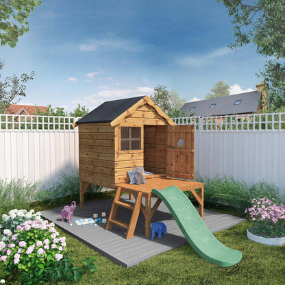 Wooden Small Tower Playhouse with Slide T&G Shiplap