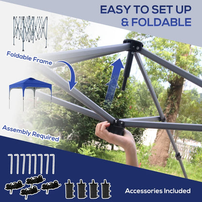 Outsunny 3 x 3(M) Pop Up Gazebo, UPF 50+ Foldable Canopy Tent with Wheeled Carrybag, 4 Leg Weight Bags, Height Adjustable Marquee Shelter 1 person easy setup for Outdoor Garden Patio Party, Blue