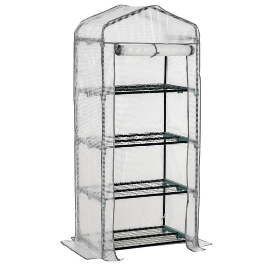 Outsunny 4 Tiers Mini Portable Greenhouse Compact Plant Grow Shed