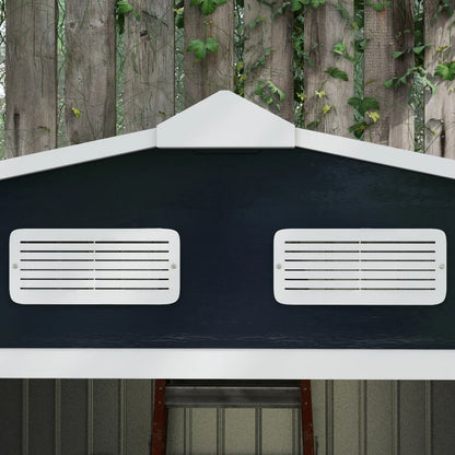 9 x 6ft Metal Garden Shed, Outdoor Storage Tool House with Ventilation Slots, Foundation Kit and Lockable Double Doors, Dark Grey