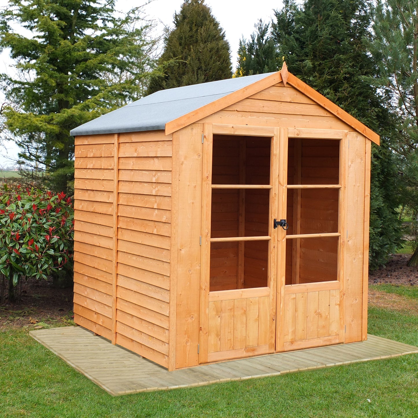 Wooden Overlap 6 x 6 Summerhouse with Double Doors Apex Roof - Oatland