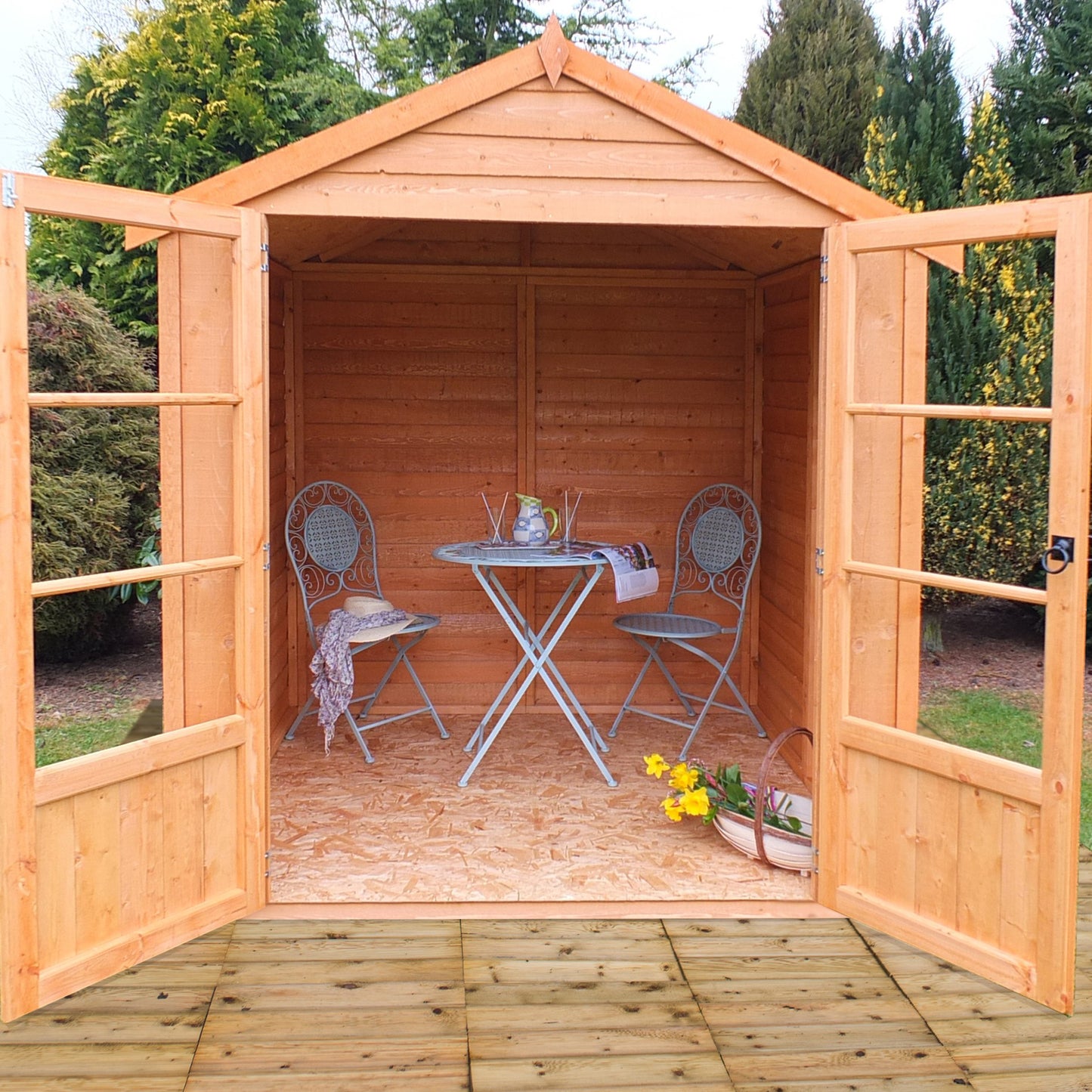 Wooden Overlap 6 x 6 Summerhouse with Double Doors Apex Roof - Oatland