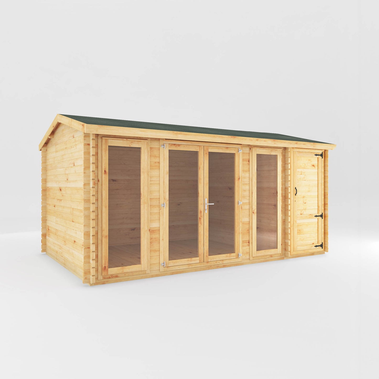 Home Office Studio Log Cabin with Side Shed