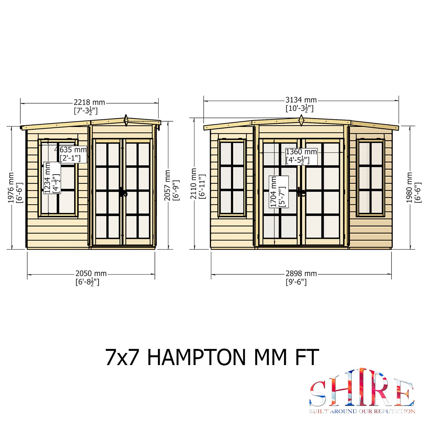 Wooden Corner Summerhouse 7 x 7 or 8 x 8 Doube Door Large Windows Tounge & Groove