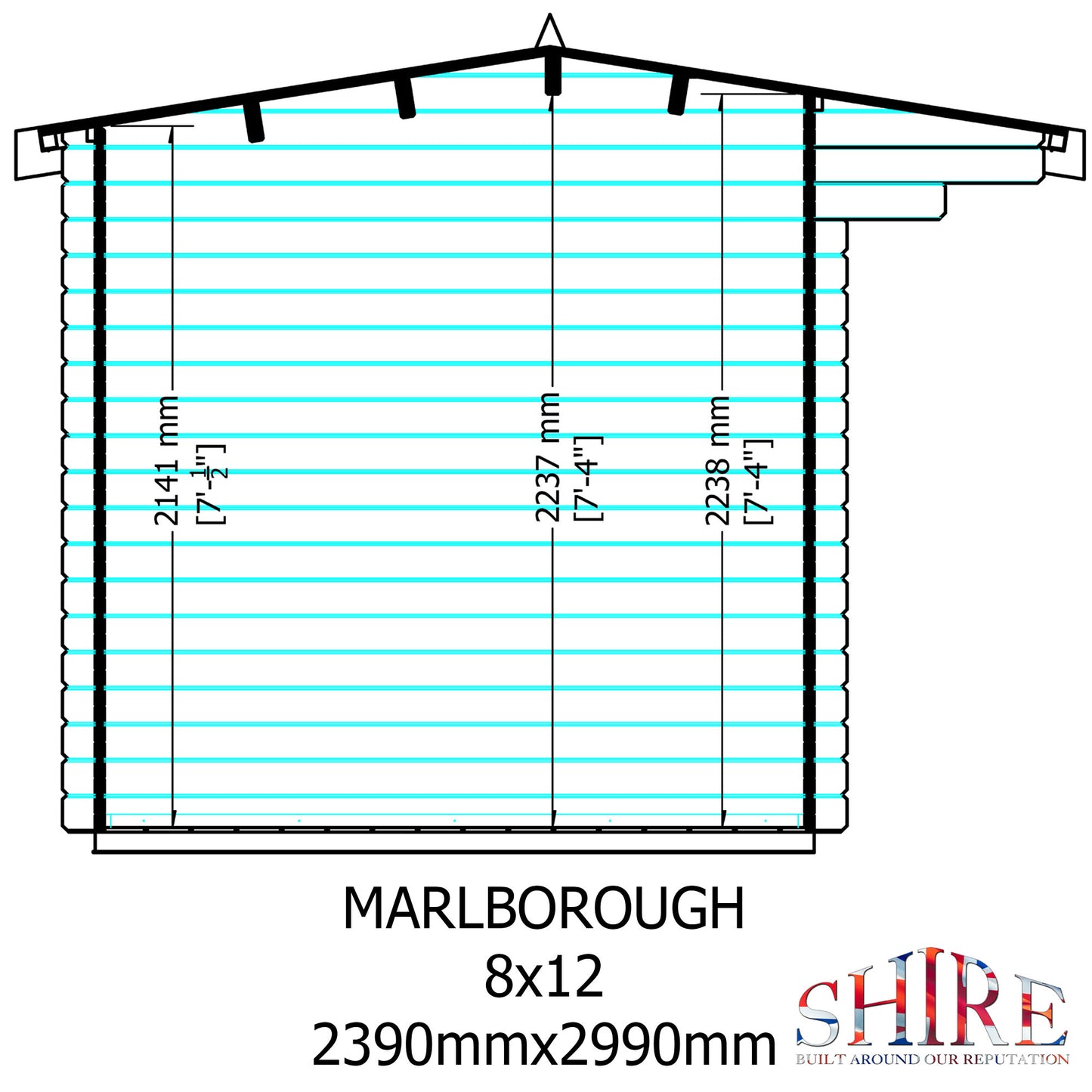 UK Made Marlborough Log Cabin 28mm Thick Logs Toughened Glass Summerhouse