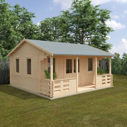 Adlington 44mm Log Cabin - Premium Wooden Garden Retreat with Veranda