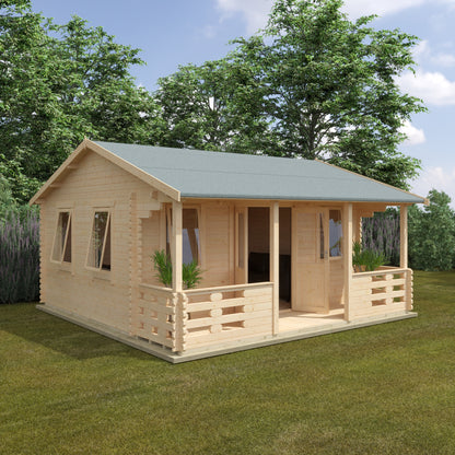 Adlington 44mm Log Cabin - Premium Wooden Garden Retreat with Veranda