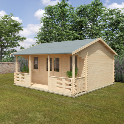 Adlington 44mm Log Cabin - Premium Wooden Garden Retreat with Veranda