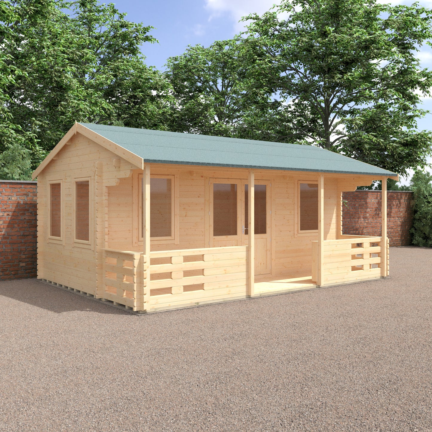 Adlington 44mm Log Cabin - Premium Wooden Garden Retreat with Veranda