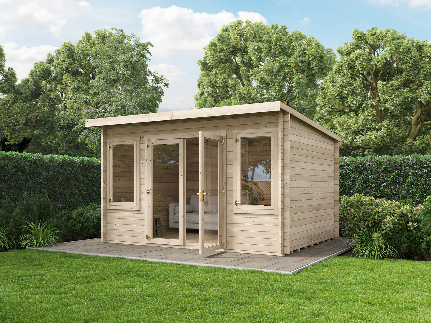 Ashley Pent Log Cabin - Premium Wooden Garden Office with Double Glazed Windows