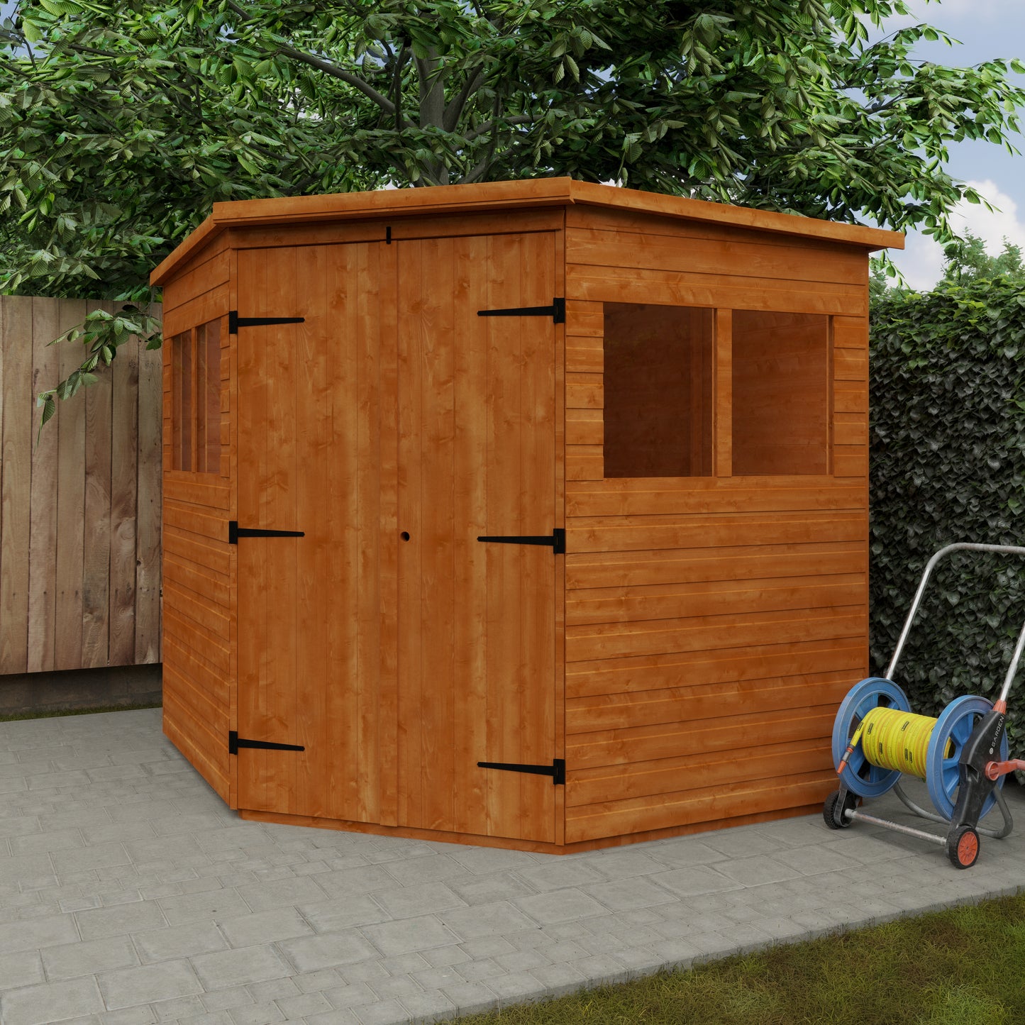 Space-Saving Corner Shed - Wooden Garden Shed