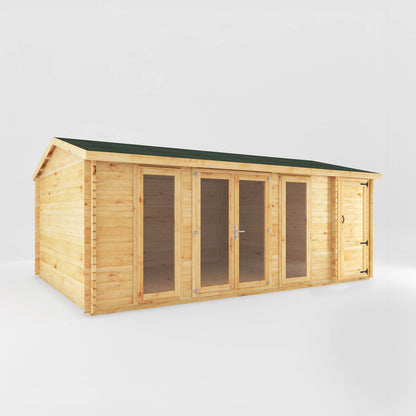 Home Office Studio Log Cabin with Side Shed