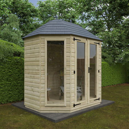 Tanalised Octagonal Full Pane Summerhouse: Elegant, Durable, and Spacious