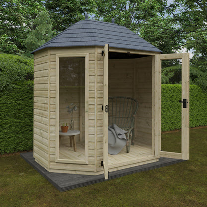 Tanalised Octagonal Full Pane Summerhouse: Elegant, Durable, and Spacious