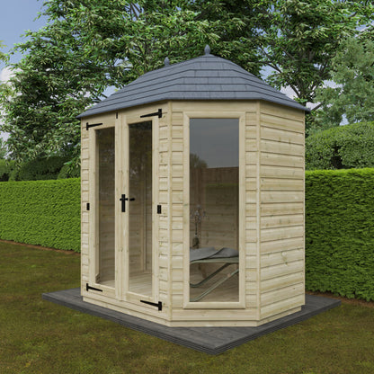 Tanalised Octagonal Full Pane Summerhouse: Elegant, Durable, and Spacious