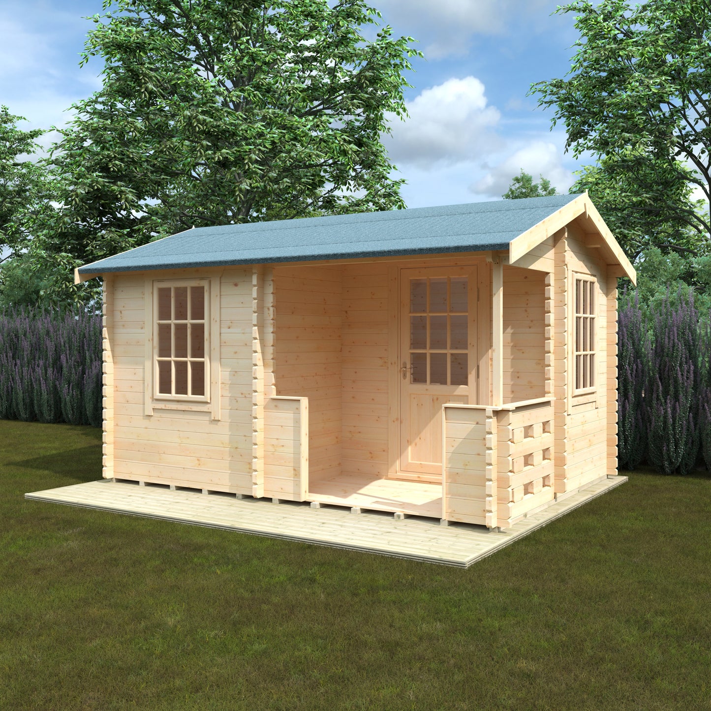 Gyles 44mm Log Cabin with Veranda - Premium Outdoor Space