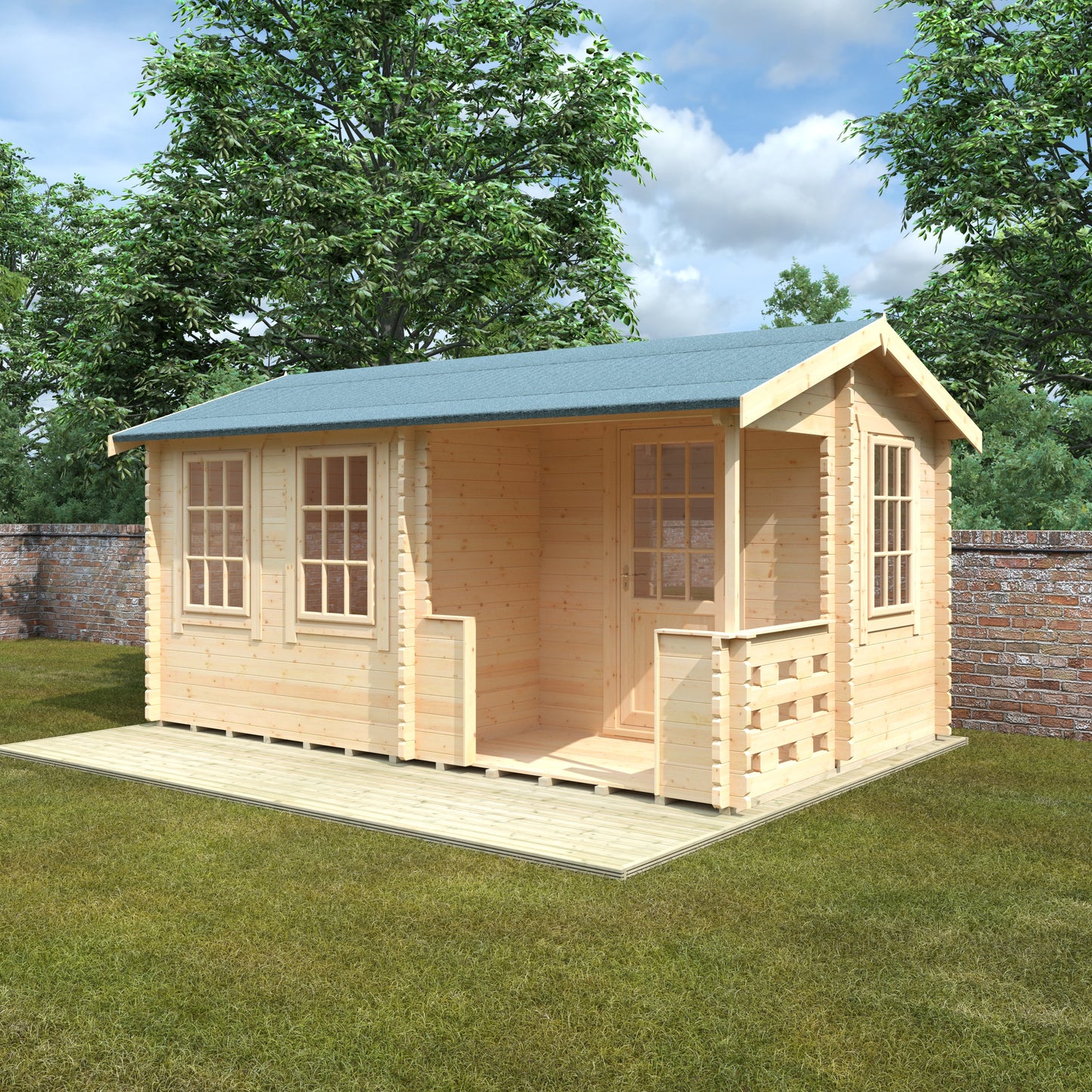 Gyles 44mm Log Cabin with Veranda - Premium Outdoor Space