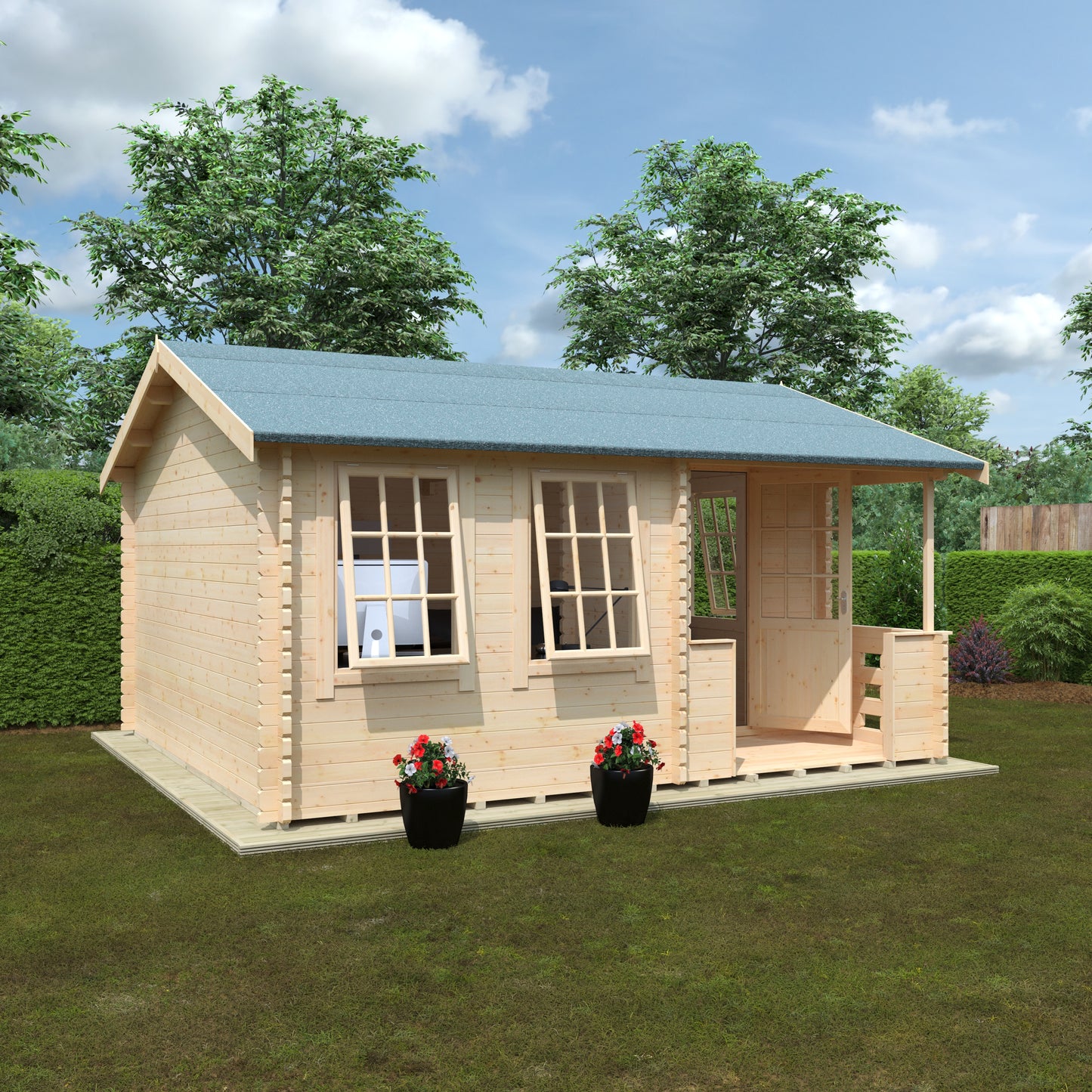 Gyles 44mm Log Cabin with Veranda - Premium Outdoor Space