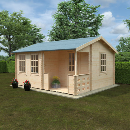 Gyles 44mm Log Cabin with Veranda - Premium Outdoor Space