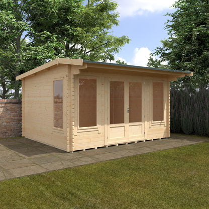 Jacob 44mm Log Cabin - Premium Garden Cabin with Contemporary Hipex Roof