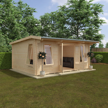 Jacob 44mm Log Cabin - Premium Garden Cabin with Contemporary Hipex Roof