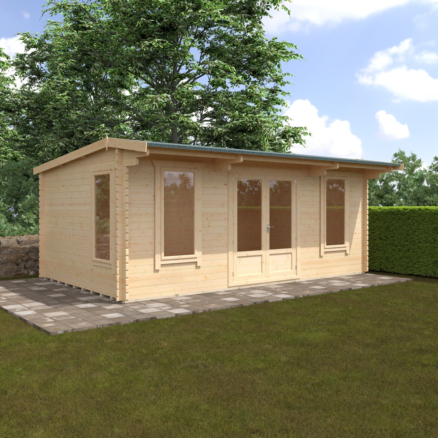 Jacob 44mm Log Cabin - Premium Garden Cabin with Contemporary Hipex Roof