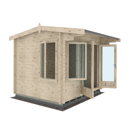 UK Made Marlborough Log Cabin 28mm Thick Logs Toughened Glass Summerhouse