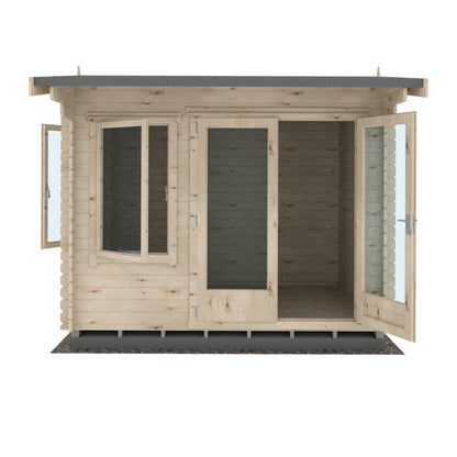 UK Made Marlborough Log Cabin 28mm Thick Logs Toughened Glass Summerhouse
