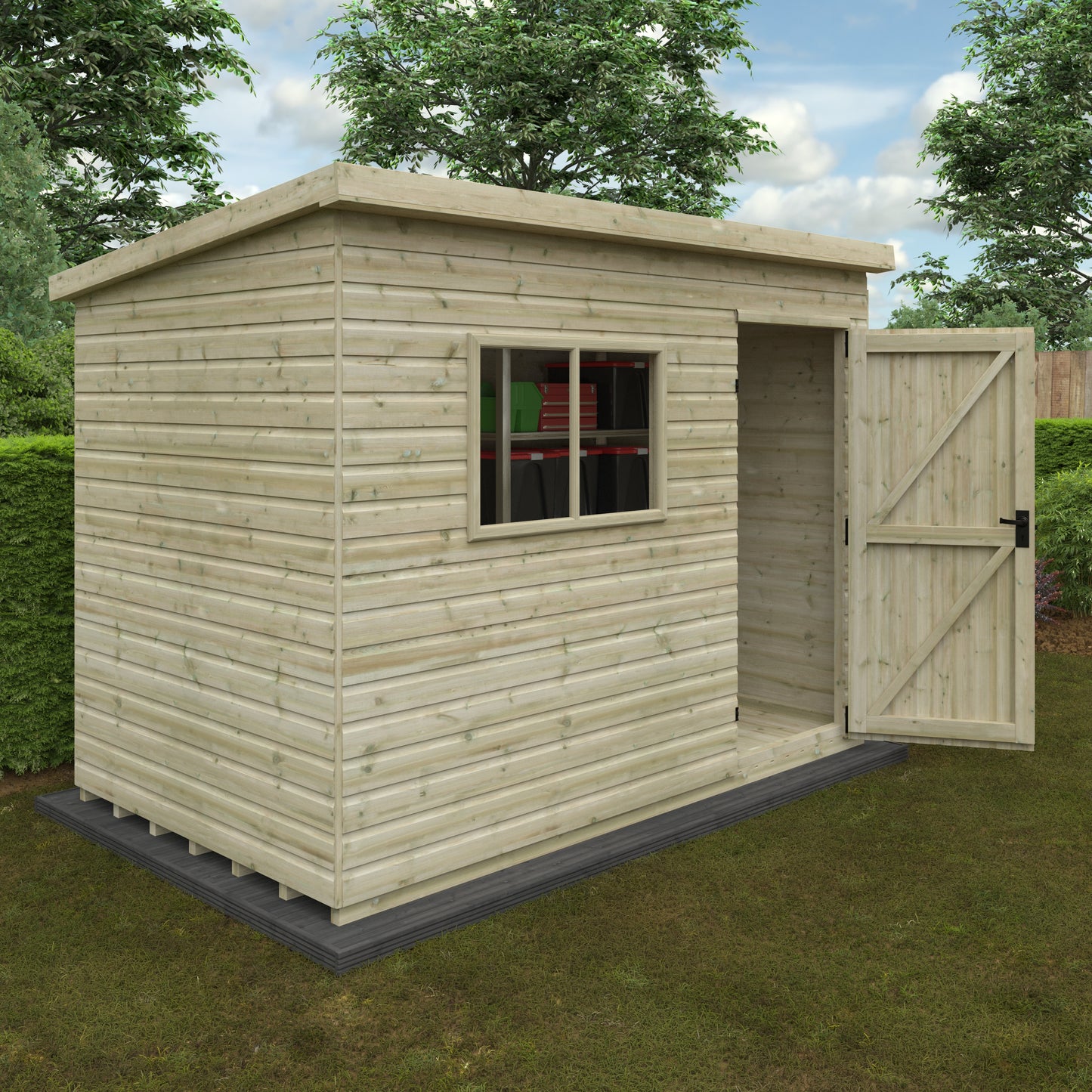 Tanalised Deluxe Pent Garden Shed - Premium Garden Storage Solution