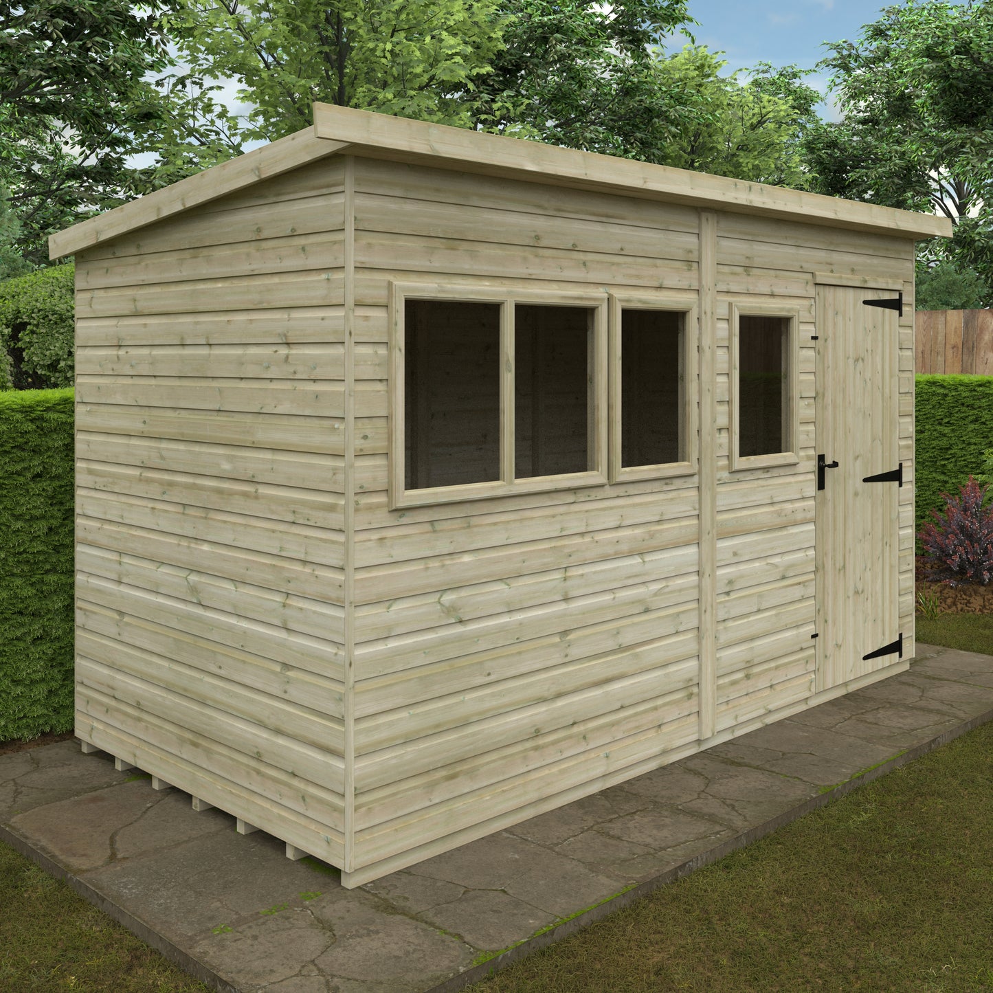 Tanalised Deluxe Pent Garden Shed - Premium Garden Storage Solution